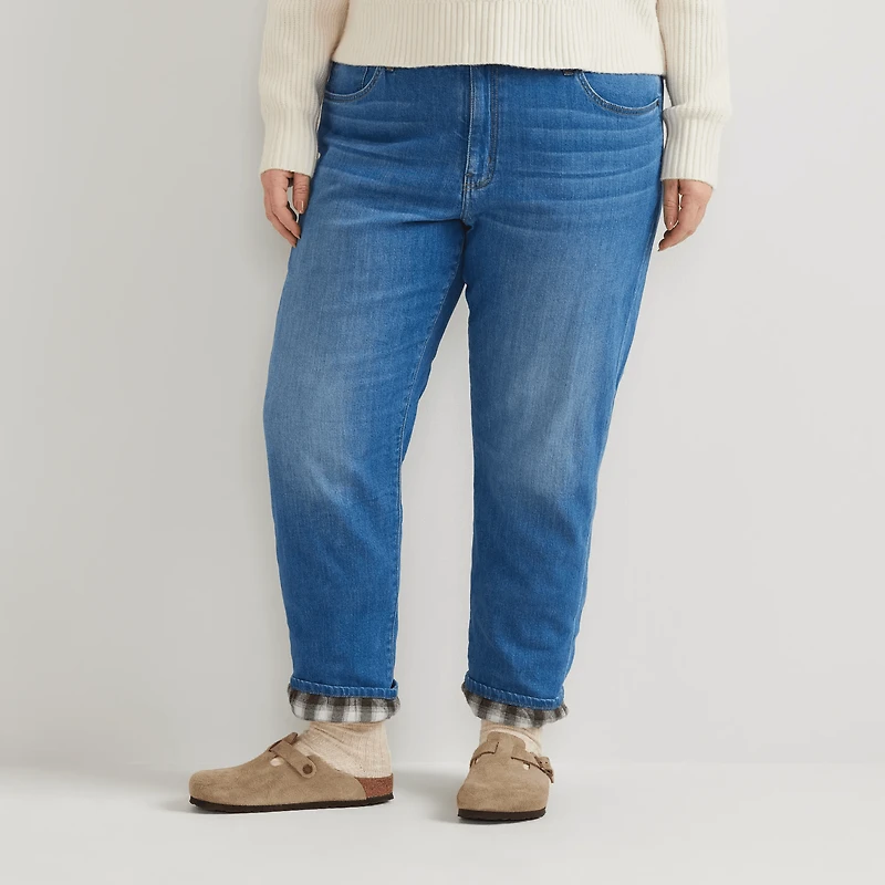 Boyfriend Flannel-Lined Straight Leg Jeans