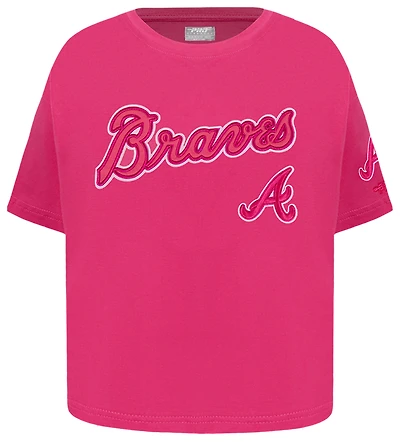 Pro Standard Atlanta Braves Triple Pink Ss Boxy Tee - Girls' Grade School