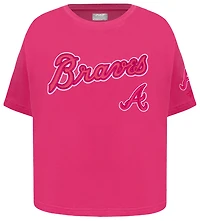 Pro Standard Atlanta Braves Triple Pink Ss Boxy Tee - Girls' Grade School