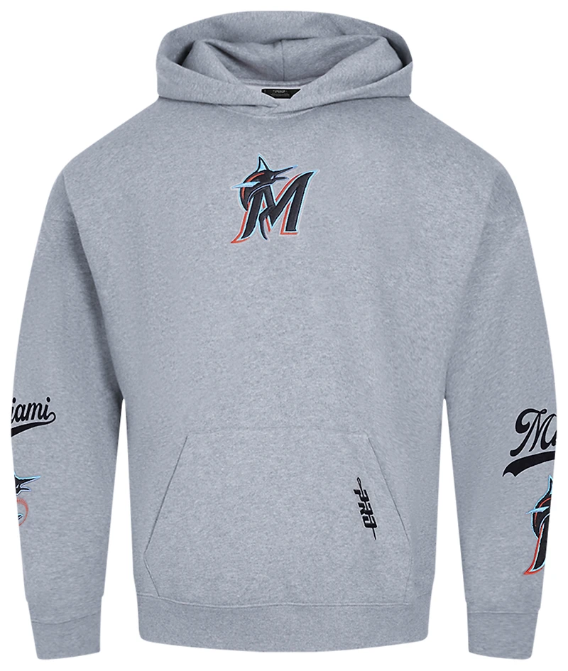 Pro Standard Marlins Living Large Drop Shoulder PO Hoodie - Men's