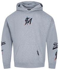 Pro Standard Marlins Living Large Drop Shoulder PO Hoodie - Men's
