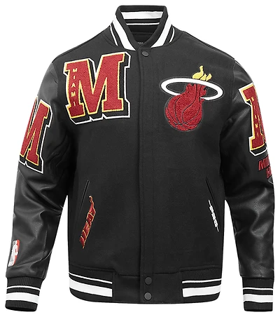 Pro Standard Miami Heat Mash Up Rib Wool Varsity Jacket - Men's
