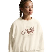 Nike NSW Club Fleece Boxy Crew GFX - Girls' Grade School
