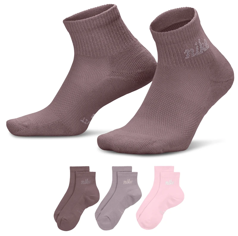Nike Script Ankle Socks 3 Pack - Women's