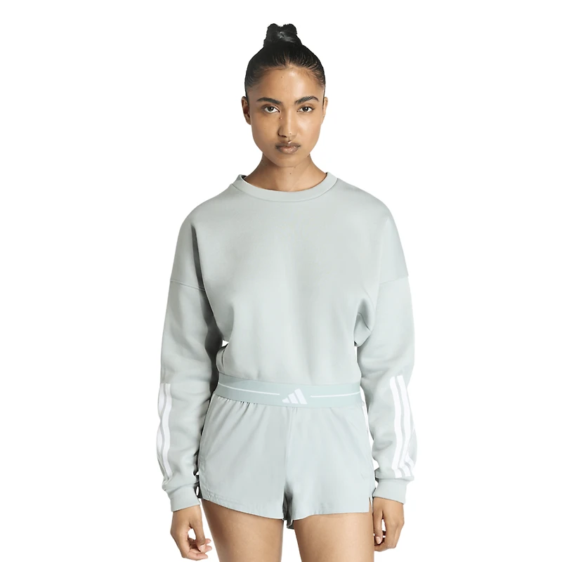 adidas Hyperglam 3 Stripe Training Cropped Crew Sweater - Women's