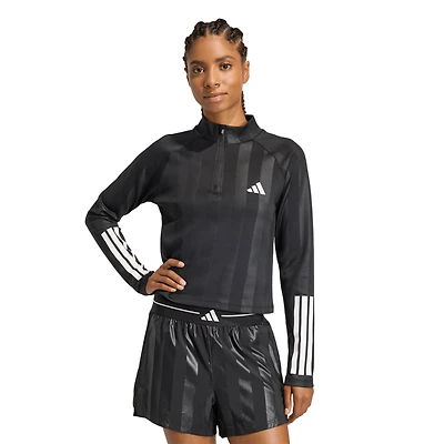adidas Hyperglam 3-Stripes Emboss 1/4 Zip Cover Up - Women's