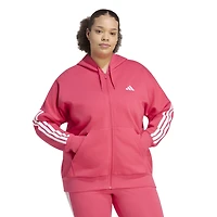 adidas Essentials 3-Stripe FZ Fleece Hoodie (Plus Size) - Women's