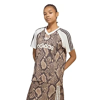 adidas Originals Snake Print Satin Short Sleeve Jersey - Women's