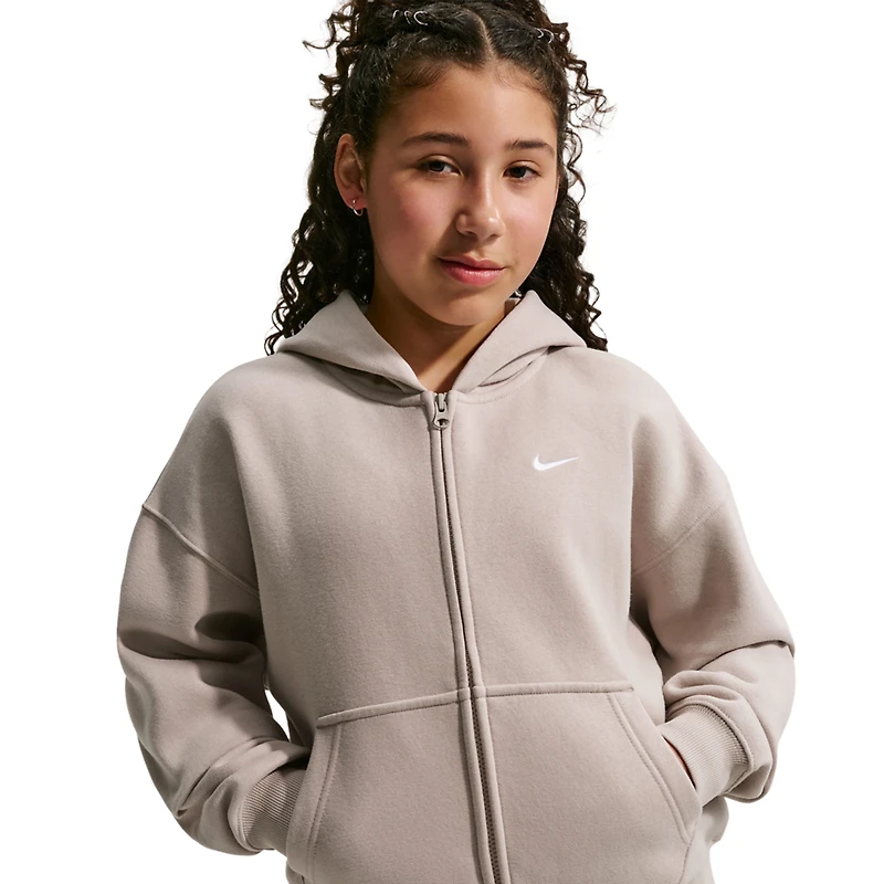 Nike Studio Fleece Oversized Full-Zip Hoodie - Girls' Grade School