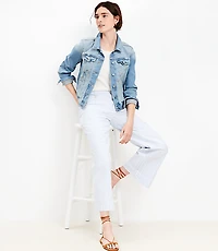 Petite Denim Trucker Jacket Light Mid Indigo Wash