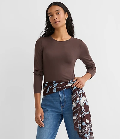 Petite Long Sleeve Crew Neck Tee
