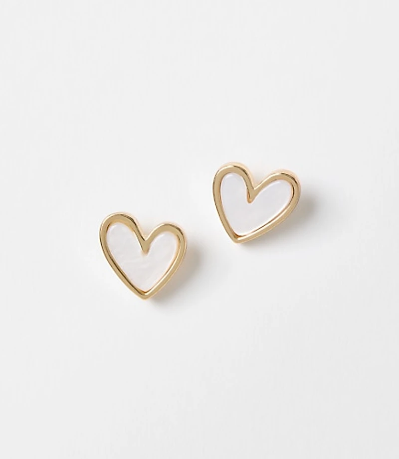 Mother of Pearl Heart Stud Earrings