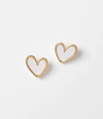 Mother of Pearl Heart Stud Earrings