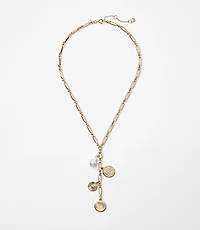 Pearlized Coin Y Necklace