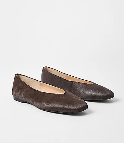 Hair Calf High Vamp Ballet Flats