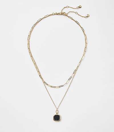 Square Layered Chain Link Necklace