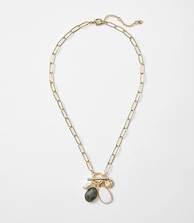 Pearlized Cluster Toggle Necklace