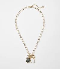 Pearlized Cluster Toggle Necklace