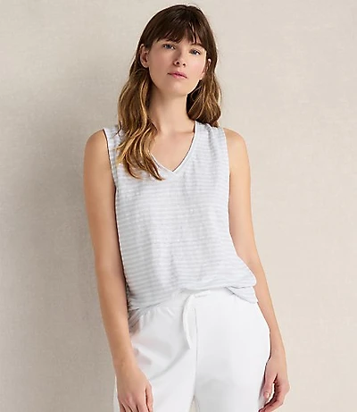Haven Well Within Linen Stripe V-Neck Top