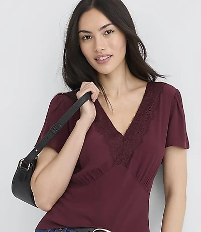 Lace Trim V-Neck Top