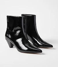 Patent Triangle Heel Booties