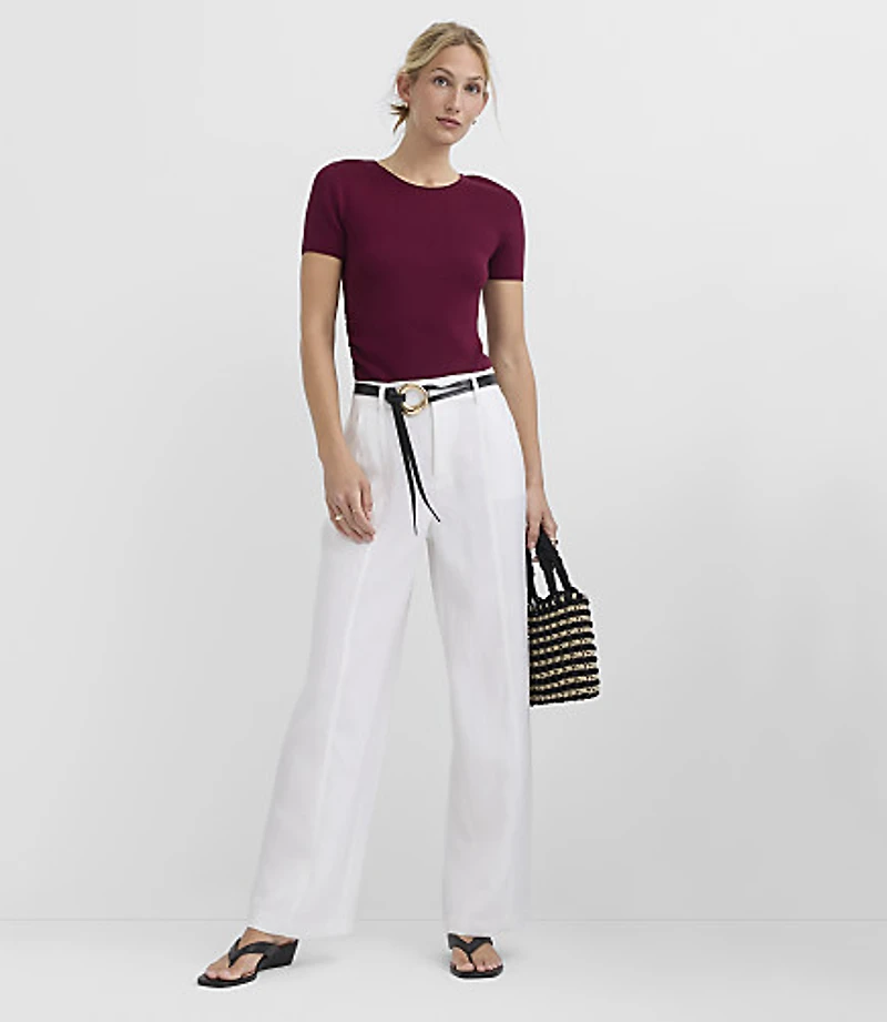 Petite Relaxed Straight Pants Twill