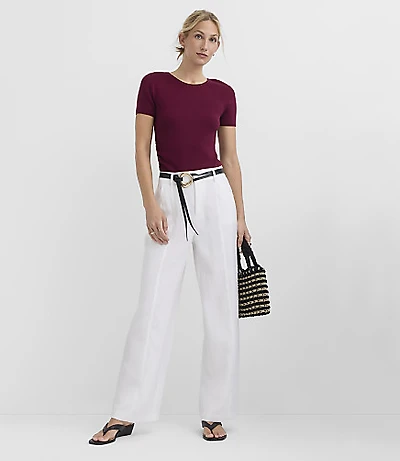 Petite Relaxed Straight Pants Twill