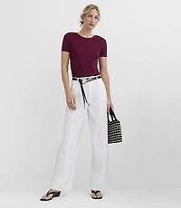 Petite Relaxed Straight Pants Twill