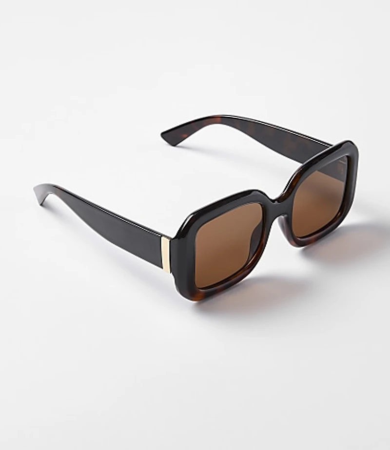 Tortoiseshell Print Oversized Square Sunglasses