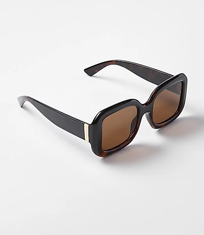 Tortoiseshell Print Oversized Square Sunglasses
