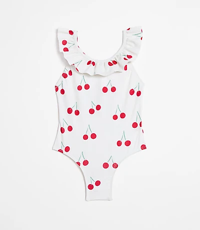 LOFT x Mon Coeur UPF 50+ Recycled Polyester Cherry Ruffle Swimsuit