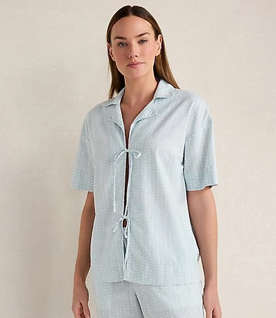 Haven Well Within Cotton Linen Faded Dot Pajama Top