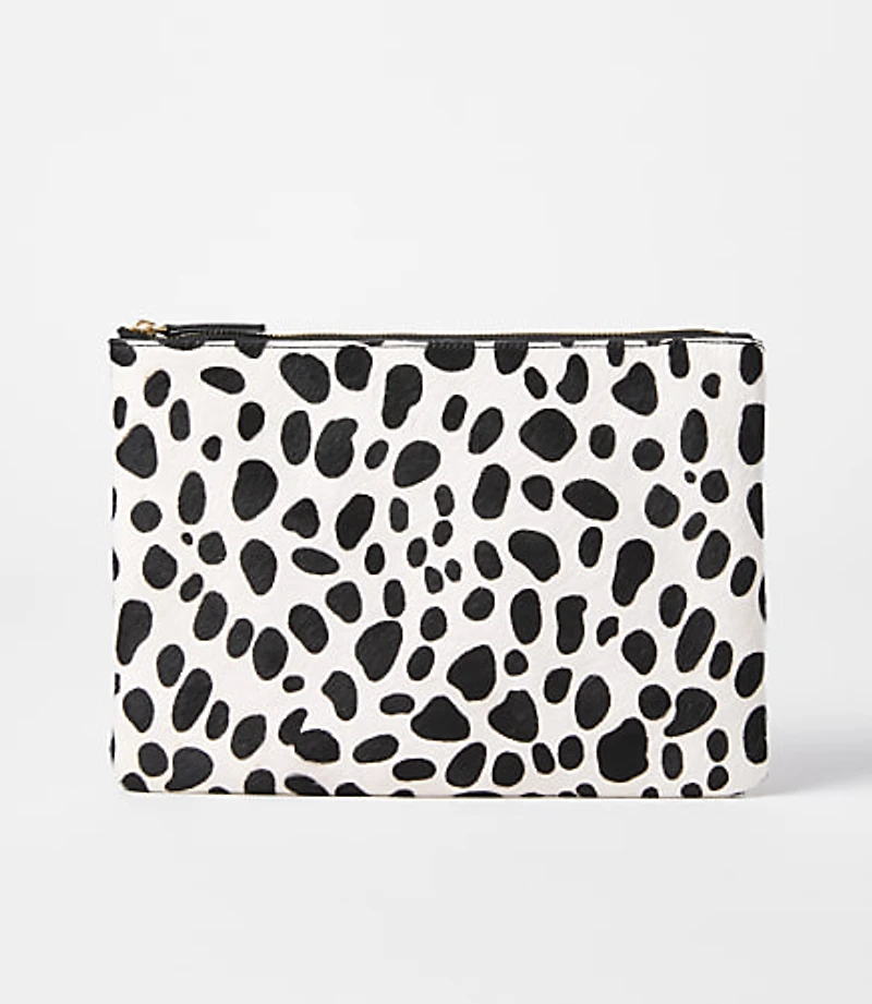 Spotted Hair Calf Zip Pouch