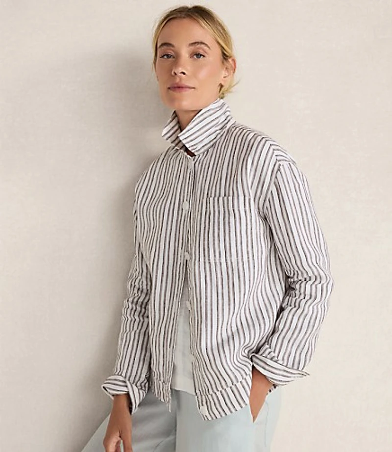 Haven Well Within Everweave Linen Stripe Boxy Jacket
