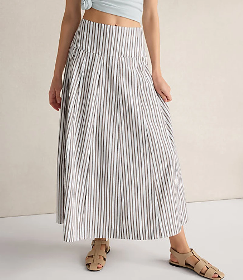 Haven Well Within Organic Cotton Poplin Stripe Drop Waist Skirt