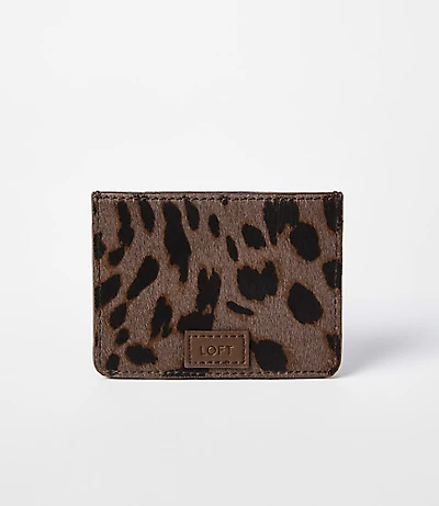 Leopard Print Hair Calf Card Case
