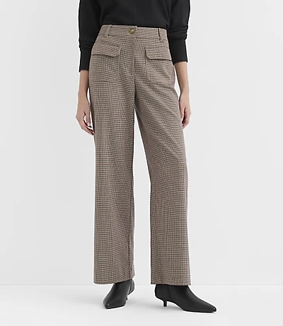 Curvy Palmer Wide Leg Pants Houndstooth