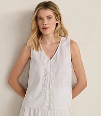 Haven Well Within Organic Cotton Eyelet Tie-Front Tank
