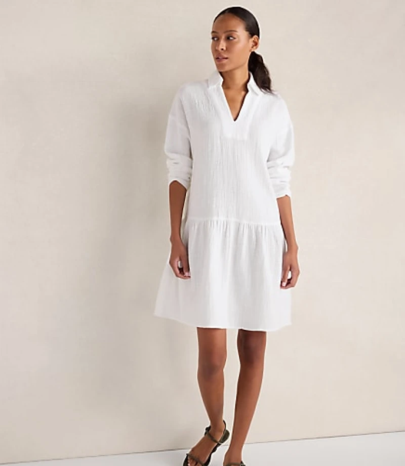 Haven Well Within Textured Cotton Gauze Drop Waist Dress