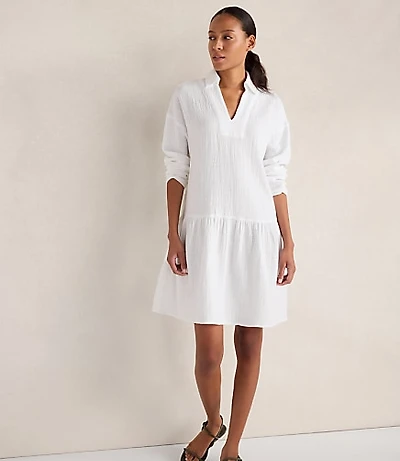 Haven Well Within Textured Cotton Gauze Drop Waist Dress