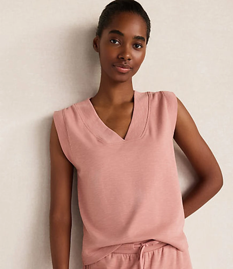 Haven Well Within Organic Cotton Slub Interlock V-Neck Top