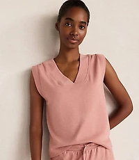 Haven Well Within Organic Cotton Slub Interlock V-Neck Top