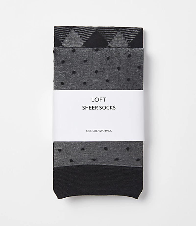 Dot & Argyle Sheer Ankle Sock Set
