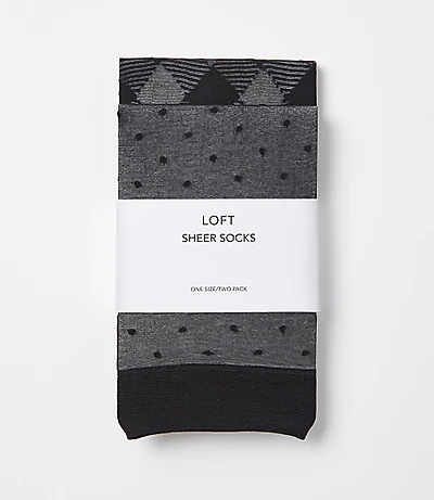 Dot & Argyle Sheer Ankle Sock Set