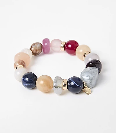 Multicolored Beaded Stretch Statement Bracelet