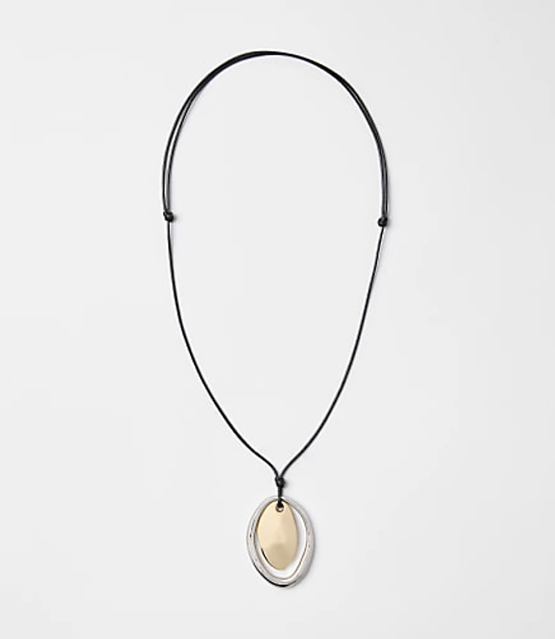 Mixed Metal Cord Pendant Necklace