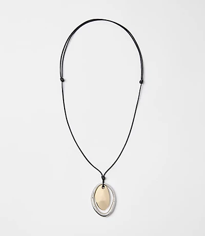 Mixed Metal Cord Pendant Necklace