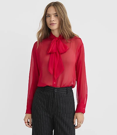 Button Bow Blouse