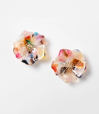 Tortoiseshell Print Floral Statement Stud Earrings