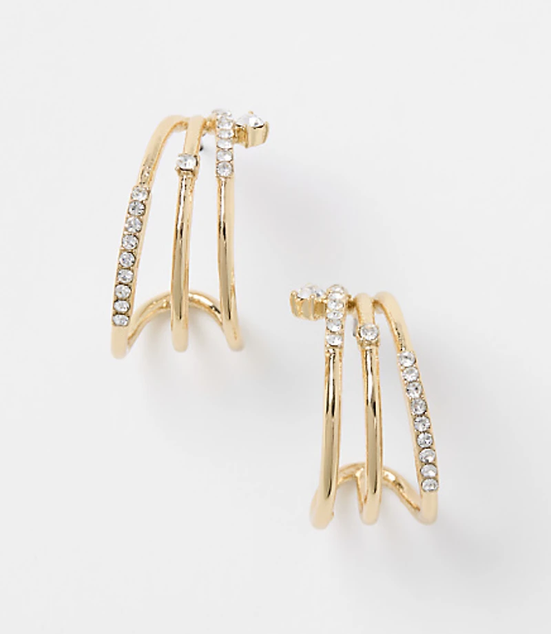 Pave Triple Hoop Earrings